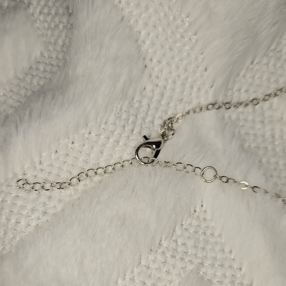 Red Crystal Silver Necklace with Gothic Design - Picture 2 of 4